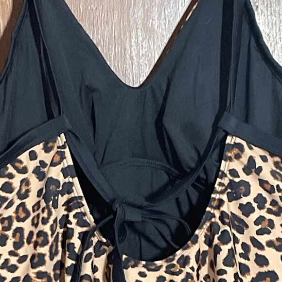New CUPSHE Brown & Black Leopard Print XL One Piece Swimsuit NWT Ties in Back - Picture 5 of 9